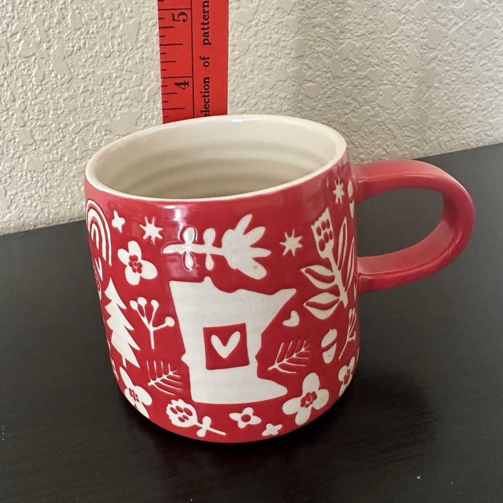 Minnesota Mug Love Swedish‎ Red Cut To Stoneware Scandinavian Rainbow Floral